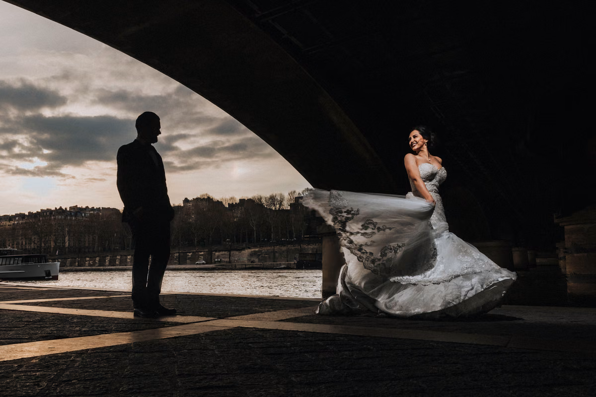 Sesión de trash the dress de Adry & Robert en París, Francia